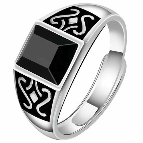 Купить Кольцо Мужской перстень печатка с обсидианом, безразмерное
Кольцо унисекс с регу...