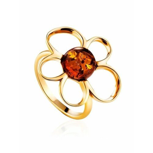 Купить Кольцо, янтарь, безразмерное, золотой, коричневый
Нарядное кольцо из золочённого...