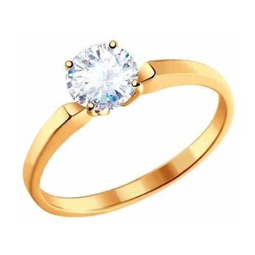 Купить Кольцо помолвочное Diamant online, красное золото, 585 проба, фианит, размер 15...
