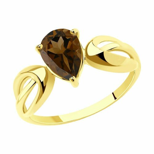 Купить Кольцо Diamant, желтое золото, 585 проба, раухтопаз, размер 17.5
Кольцо из желто...