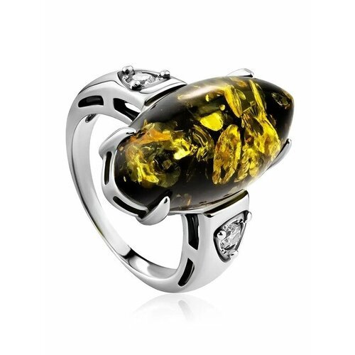 Купить Кольцо, янтарь, безразмерное, зеленый, серебряный
кольцо со вставкой из натураль...