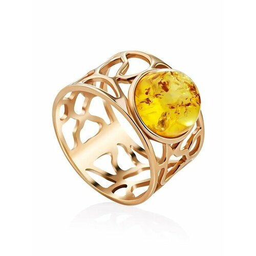 Купить Кольцо, янтарь, безразмерное, желтый, золотой
Ажурное широкое кольцо из пробы с...