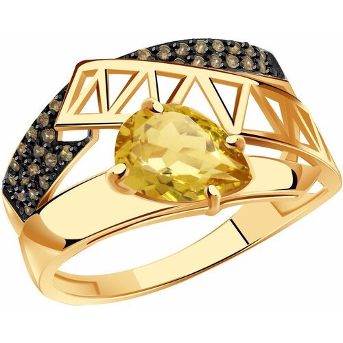 Купить Кольцо Diamant online, золото, 585 проба, фианит, цитрин, размер 19
<p>В нашем и...