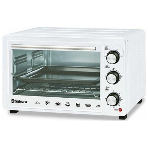 Купить Мини-печь, ростер Sakura SA-7026W, белая
Характеристики:<br>Мощность: 1800 Вт<br...