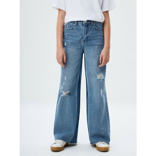 Купить Джинсы Sela, размер 134, голубой
Рваные джинсы широкого кроя sela для девочки, в...