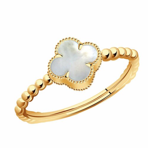 Купить Кольцо Diamant online, белое золото, 585 проба, перламутр, размер 15.5, белый
<p...