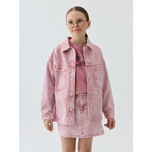 Купить Джинсовая куртка Sela, размер 122, розовый
Джинсовая куртка-рубашка для девочки...