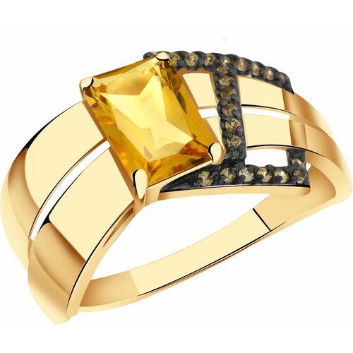 Купить Кольцо Diamant online, золото, 585 проба, фианит, цитрин, размер 19.5
<p>В нашем...