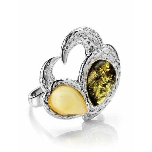 Купить Кольцо, янтарь, безразмерное, белый, зеленый
Необычное кольцо из и янтаря двух ц...