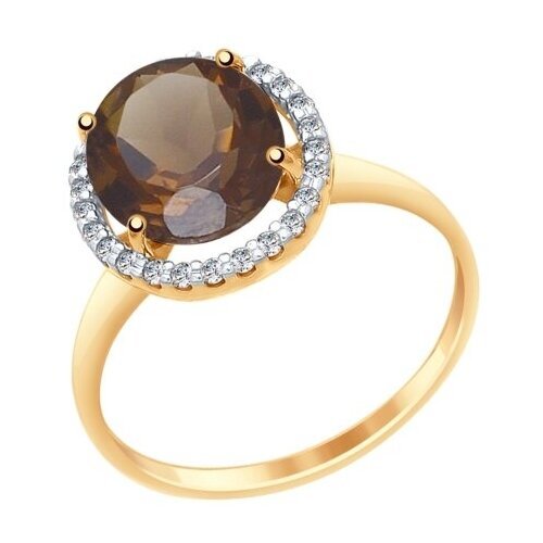 Купить Кольцо Diamant online, золото, 585 проба, фианит, раухтопаз, размер 20
<p>В наше...