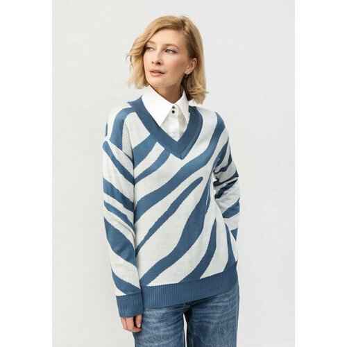 Купить Пуловер VIVAWOOL, размер 62, синий
Теплый пуловер женский с зебровым принтом – и...