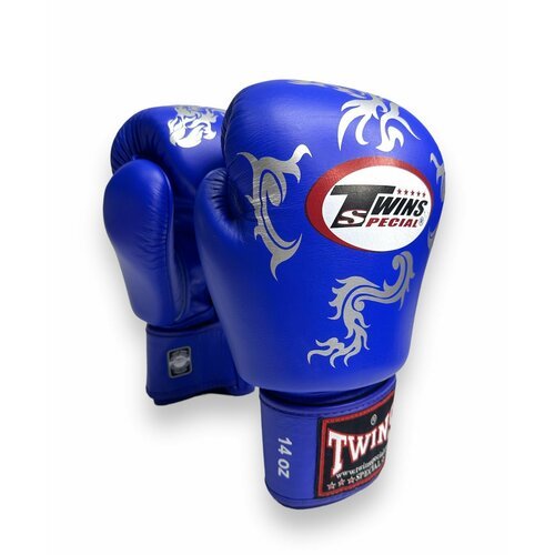 Купить Боксерские перчатки Twins FBGVL3-30s синие с узором14 унций/ Перчатки Muay Thai...