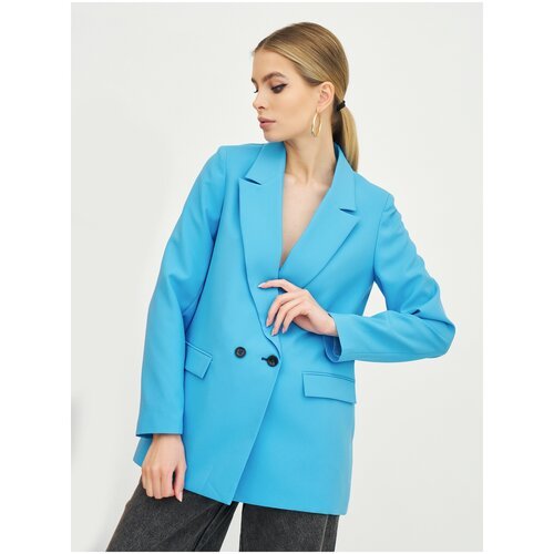 Купить Пиджак BrandStoff, размер 46, голубой
Пиджак женский двубортный с длинным рукаво...