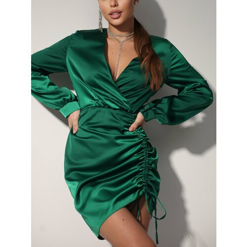 Купить Платье KUKU, размер 44, зеленый
Атласное платье женское с длинным рукавом - идеа...