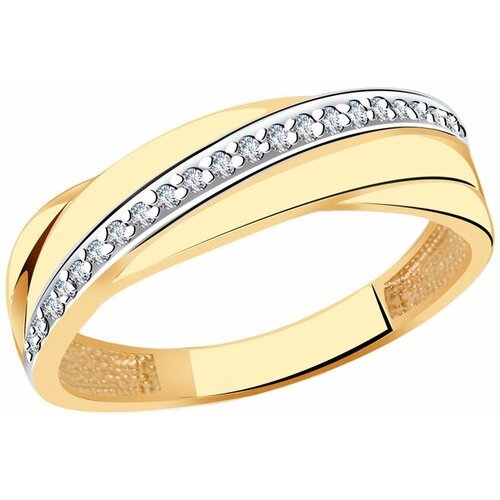 Купить Кольцо обручальное Diamant online, золото, 585 проба, фианит, размер 16.5
<p>В н...