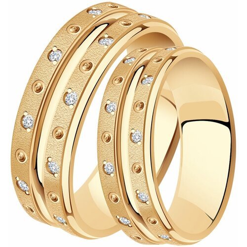 Купить Кольцо обручальное Diamant online, золото, 585 проба, фианит, размер 17.5
Золото...