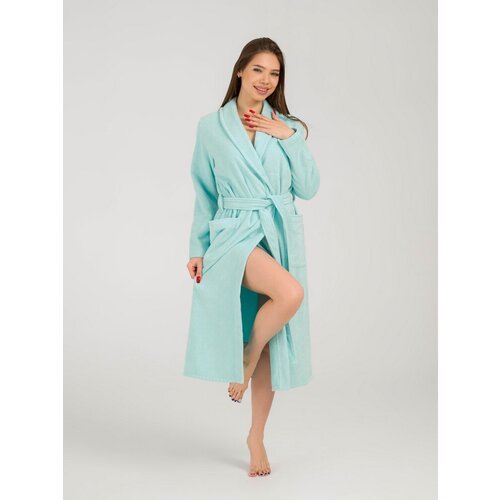 Купить Халат РОСХАЛАТ, размер 54-56, голубой
Уютный женский махровый халат с поясом и к...