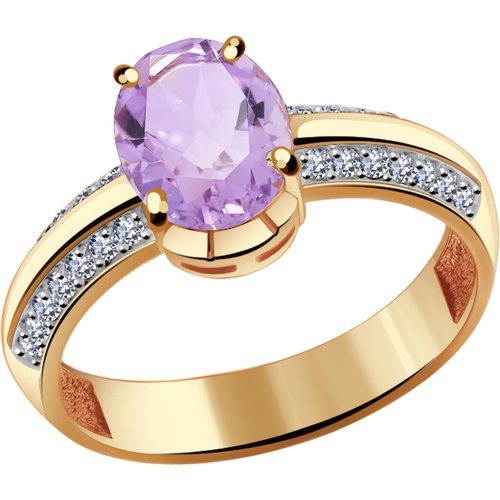 Купить Кольцо Diamant online, золото, 585 проба, аметист, фианит, размер 17.5
<p>В наше...