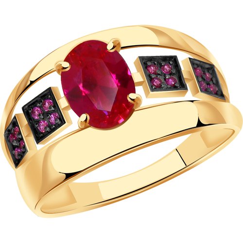 Купить Кольцо Diamant online, золото, 585 проба, фианит, корунд, размер 18, красный
<p>...