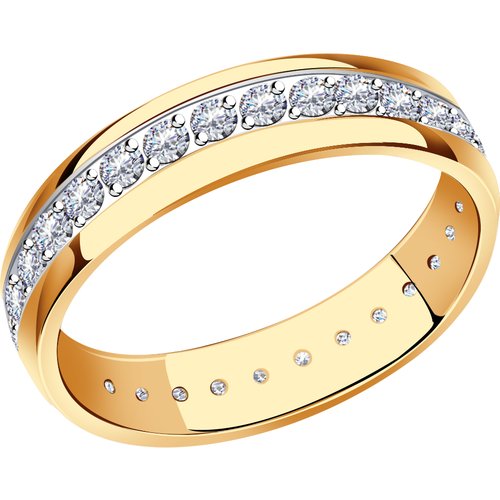 Купить Кольцо обручальное Diamant online, золото, 585 проба, фианит, размер 15
<p>В наш...