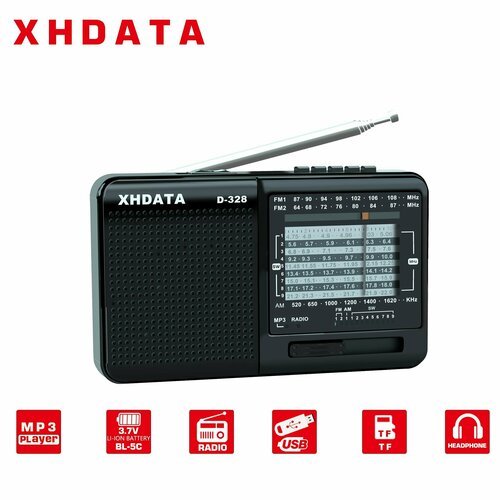 Купить Радиоприемник XHDATA D328 DSP AM FM SW 12 с MP3 и разъемом MicroSD USB
Частотные...