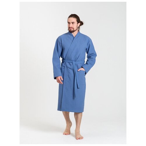 Купить Халат Lilians, размер 52, синий
Вафельный халат свободного кроя, средней длины,...