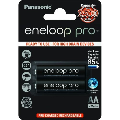 Купить Аккумуляторы Panasonic eneloop pro BK-3HCDE/2BE 2500mAh AA R06 BL2 7705
Аккумуля...