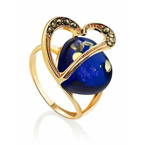 Купить Кольцо, янтарь, безразмерное
Нарядное эффектное кольцо из с цельным янтарём сине...
