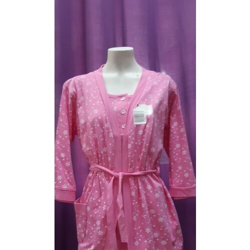 Купить Пеньюар , размер 46, розовый
Женский трикотажный комплект из хлопка: халат и сор...