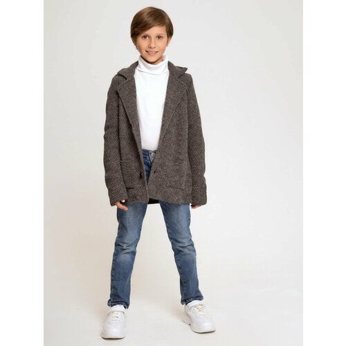 Купить Кардиган , размер 128, серый
Детский и подростковый вязаный пиджак кардиган с пу...