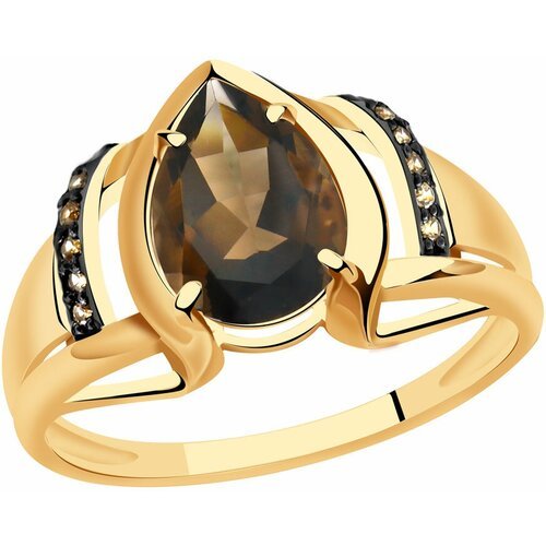 Купить Кольцо Diamant online, золото, 585 проба, раухтопаз, фианит, размер 18.5
<p>В на...