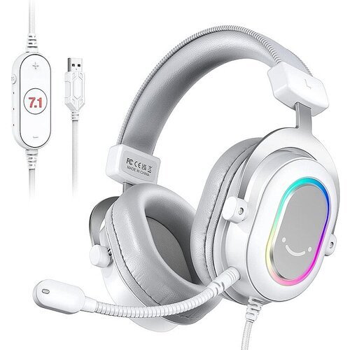 Купить Игровая компьютерная гарнитура Fifine H6 Gaming Headsets с RGB подсветкой (White...