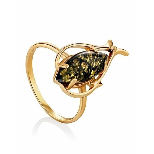 Купить Кольцо, янтарь, безразмерное, зеленый, золотой
Женственное кольцо в цветочном ди...