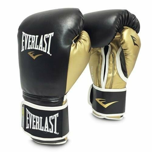 Купить Боксерские перчатки Everlast тренировочные Powerlock Pu черно-золотые 10 унций 1...