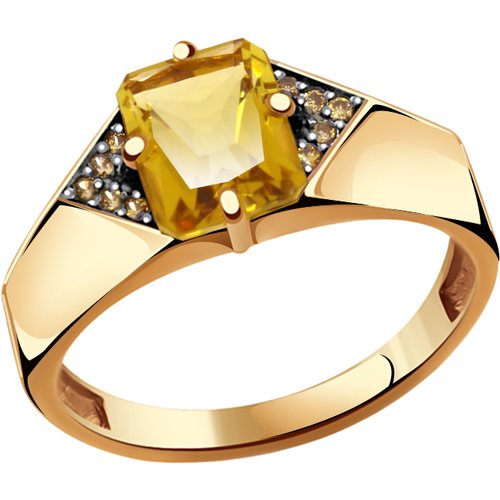 Купить Кольцо Diamant online, золото, 585 проба, цитрин, фианит, размер 18
<p>В нашем и...