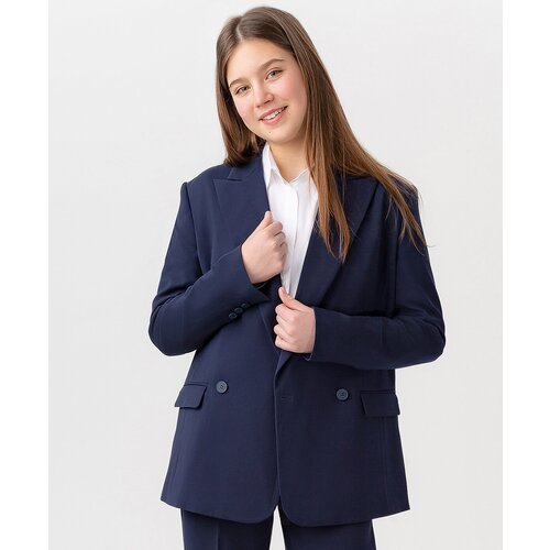 Купить Пиджак Button Blue, размер 170, синий
Двубортный пиджак на пуговицах темно-синег...