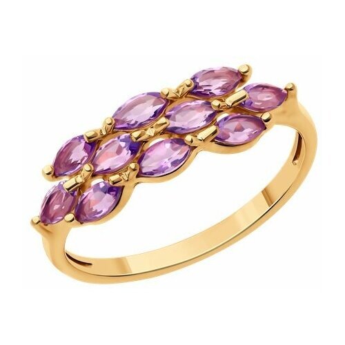 Купить Кольцо Diamant online, золото, 585 проба, аметист, размер 17.5, фиолетовый
<p>В...
