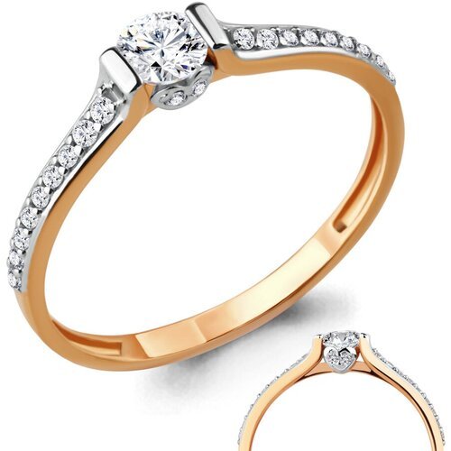 Купить Кольцо помолвочное Diamant online, золото, 585 проба, фианит, размер 16.5
<p>В н...