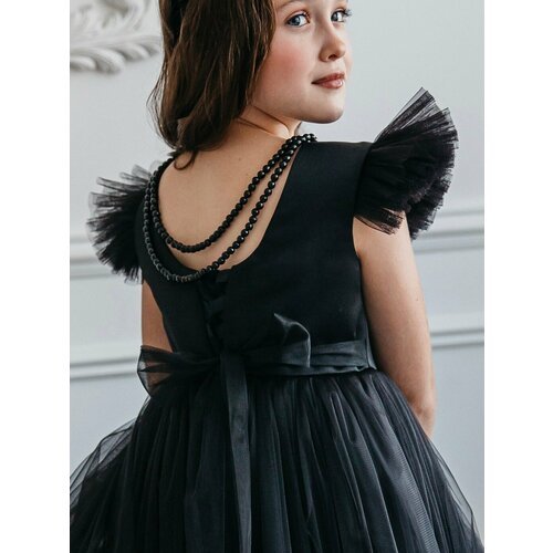 Купить Платье, размер 116-122, черный
Черное нарядное платье в стиле Уэнсдей. Два ряда...