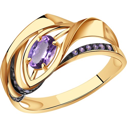 Купить Кольцо Diamant online, золото, 585 проба, аметист, фианит, размер 18.5
<p>В наше...
