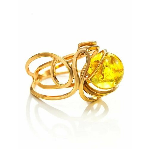 Купить Кольцо, янтарь, безразмерное, желтый, золотой
Изящное кольцо с натуральным лимон...