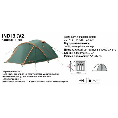 Купить Палатка Indi 3 (V2)
Универсальная трехместная туристическая палатка Totem Indi 3...