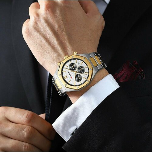Купить Наручные часы CURREN, желтый, белый
<ul><li>Мужские наручные часы-хронограф на м...