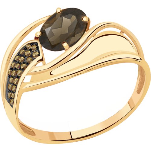 Купить Кольцо Diamant online, золото, 585 проба, фианит, раухтопаз, размер 18
<p>В наше...
