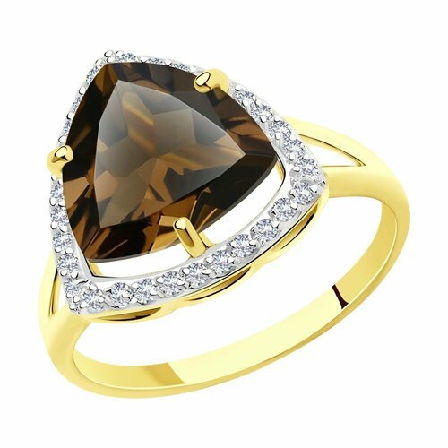 Купить Кольцо Diamant, желтое золото, 585 проба, раухтопаз, фианит, размер 18
Кольцо из...
