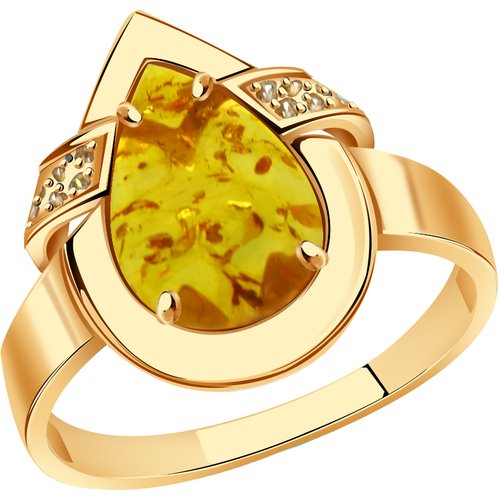 Купить Кольцо Diamant online, золото, 585 проба, янтарь, фианит, размер 19
<p>В нашем и...