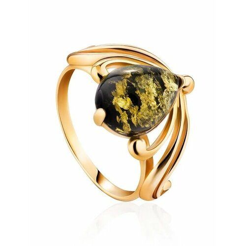 Купить Кольцо, янтарь, безразмерное, зеленый, золотой
Изящное женственное кольцо из с п...