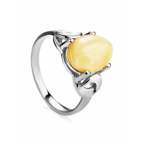 Купить Кольцо, янтарь, безразмерное, белый, серебряный
кольцо с натуральным янтарем мед...