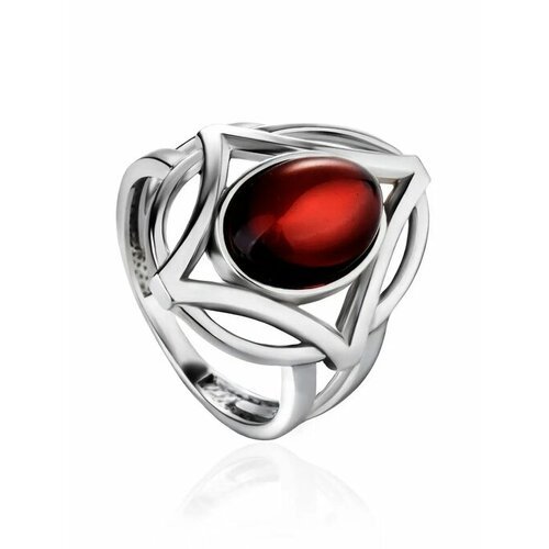 Купить Кольцо, янтарь, безразмерное, бордовый, серебряный
Стильное крупное кольцо «Бусс...