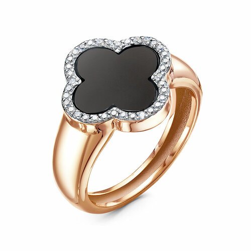 Купить Кольцо Diamant online, золото, 585 проба, оникс, фианит, размер 17.5, черный
<p>...